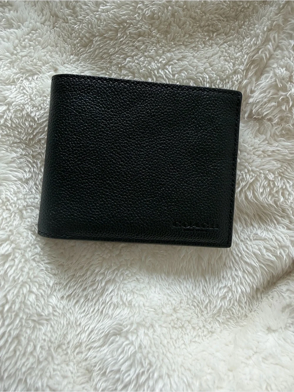 Coach Black Pebbled Leather Bi-Fold Card Holder